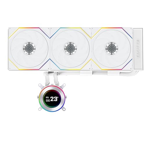 Lian Li Hydroshift II 360 TL RGB Liquid CPU Cooler - 360mm AIO - 3X 120 RGB Fans - 2.1” IPS LCD Screen - 3 Control Mode - Flexible Tubes Clamp - LGA 1851/1700, AMD AM5/AM4 - White (HS2LCD36TW)