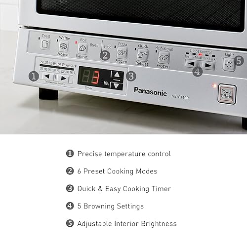 Panasonic Toaster Oven FlashXpress with Double Infrared Heating and Removable 9-Inch Inner Baking Tray, 12 x 13 x 10.25, Silver
