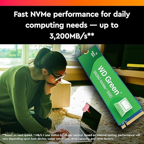 Western Digital 250GB WD Green SN350 NVMe Internal SSD Solid State Drive - Gen3 PCIe, M.2 2280, Up to 2,400 MB/s - WDS250G2G0C