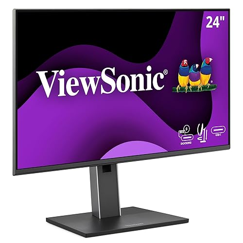 ViewSonic VG2458 24 Inch 1080p IPS Docking Monitor with Advanced Ergonomics, 100W USB C, 5-Port USB Hub, HDMI, DisplayPort, and Daisy Chain for Home and Office 24-Inch