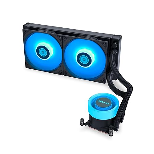 Lian Li Galahad II Lite 240mm RGB Fans – Customizable Lighting Effects and ARGB Pump Block, Low Noise, Hydraulic Bearing Design, Switchable Pump Lid – 28mm PBT Fan for LGA 1700 /AM5 / AM4 (GA2L24RB) RGB 240mm Black