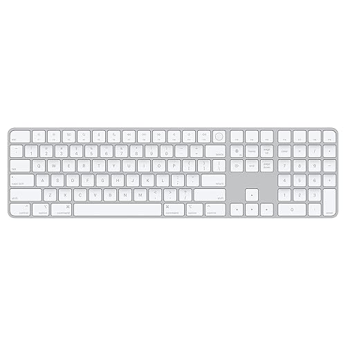 Apple Magic Keyboard with Touch ID and Numeric Keypad: Wireless, Bluetooth, Rechargeable. Works with Mac Computers with Apple Silicon; US English - White Keys Lightning White Keys