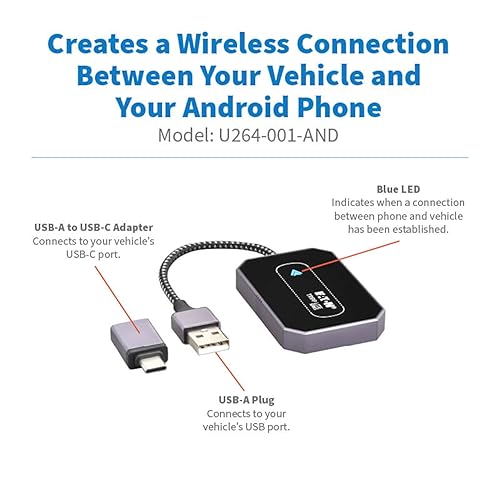 Eaton Tripp Lite Series Wireless Android Auto Adapter for Vehicles, Android and Google Phone Compatible, Black