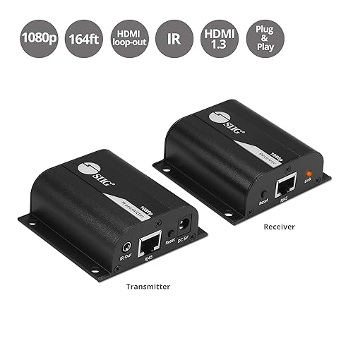 SIIG Full HD HDMI Extender Over Cat5e/6 with IR - 164ft - 1 Input Device - 1 Output Device - 164 ft