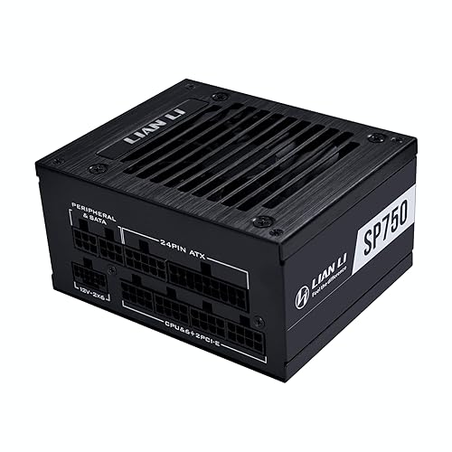 Lian Li SP750 Gold - 750 Watt SFX Form Factor Power Supply with 12V-2x6 Cable - Low Noise - 80 Plus Gold Efficiency - ATX 3.1 & PCIe 5.1 Compliant - Easy Cable Management - Black (SP750G.B) Gold 750W V2 Black