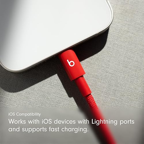 Beats USB-C to Lightning Woven Cable Fast Charging Durable/Tangle-Free Compatible Charger for Apple Devices with Lightning Ports (1.5 m, 5 ft) - Rapid Red Rapid Red 1.5 m