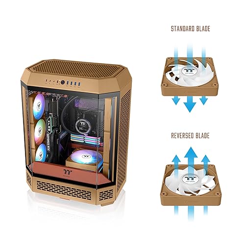 Thermaltake CT140 EX Reverse ARGB Sync PC Cooling Fan 3 Pack, 500~1800 RPM, 5V Mobo Sync, 16.8 Million Colors 9 LEDs, MagForce 2.0 Connectors, Hydraulic Bearing, Gravel Sand, CL-F228-PL14GS-A