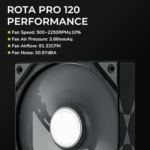 TRYX ROTA PRO 120 120mm Case Fan 4-Pin PWM LCP Material FDB Case Fan 2250RPM with 81.32CFM Airflow High-Performance Quiet PC Case Fan