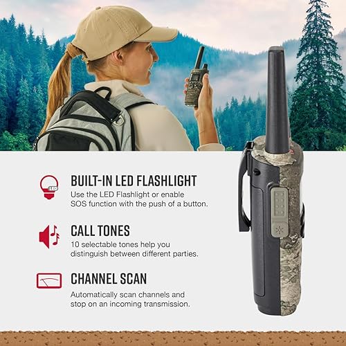 Cobra 32-Mile, Rugged Two-Way Radio, Truetimber Strata, 2 Pack 380 True Timber Camo Walkie Talkie