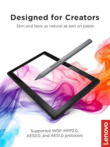 Lenovo Slim Pen for Laptops, Supports Multiple Protocols (WGP, MPP2.0, AES2.0 & AES1.0), Magnetic Attachment, Advanced Tilt Recognition, Rechargable, Grey Pens Slim Pen