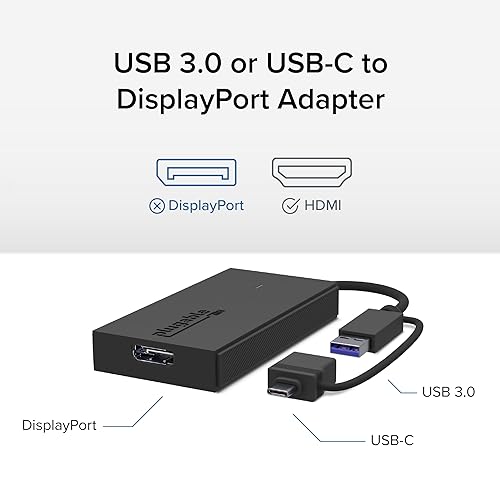 Plugable USB C to DisplayPort Adapter, Universal Video Graphics Adapter for USB 3.0 and USB-C Macs and Windows, Extend a DisplayPort Monitor up to 1080p@60Hz