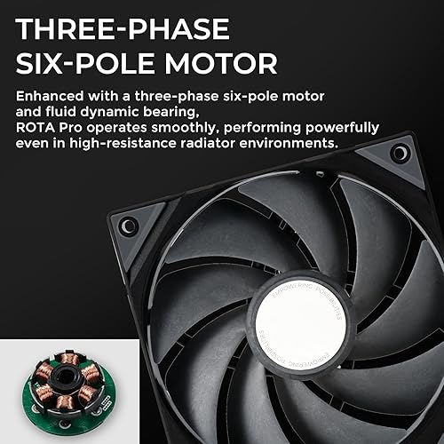 TRYX ROTA PRO 120 120mm Case Fan 4-Pin PWM LCP Material FDB Case Fan 2250RPM with 81.32CFM Airflow High-Performance Quiet PC Case Fan