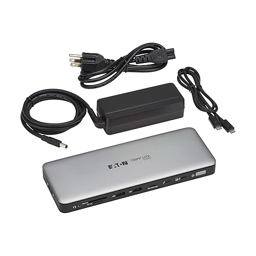 Eaton Tripp Lite Series MTB4-DOCK01A Thunderbolt 4 Dock Laptop Docking Station Dual Monitor, HDMI 8K 60Hz or 4K 144Hz - Audio, SD Card, 2X USB-C (1x TB 4), 4X USB-A, 2.5 Gb Ethernet, 96W PD Charging