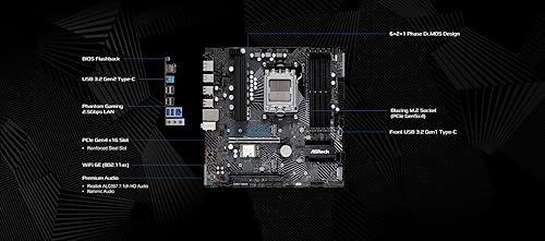 ASRock B650M PG Lightning WiFi 6E AMD Ryzen Socket AM5 B650 DDR5 7200 MHz 256 GB SATA3 6.0 Gb/s Micro ATX Motherboard M.2 RGB LED Micro ATX PG Lighting WiFi