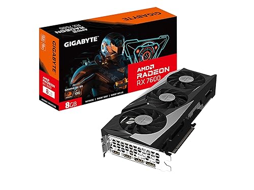 GIGABYTE GV-R76GAMING OC-8GD Radeon RX 7600 Gaming OC 8G Graphics Card, 3X WINDFORCE Fans 8GB 128-bit GDDR6, Video Card