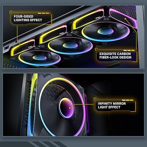 Antec Orbit 120 ARGB, PWM PC Fans, 120mm Fan, PWM Case Fan, Infinity Mirror Effect, 2000 RPM, FDB Bearing, Orbit Series 3 Packs