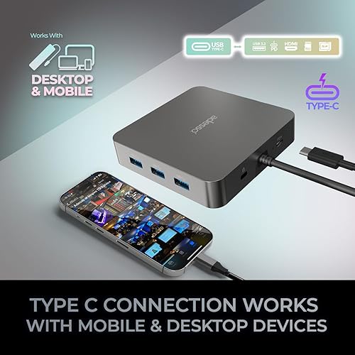 Adesso 11 in 1 USB C Multiport Docking Station Dual Display HDMI USB 3.2 PD 100W RJ45 3.5mm Jack Peripheral Lock Compatible with Windows Mac Made in Taiwan TAA Compliant AUH-4051-TAA