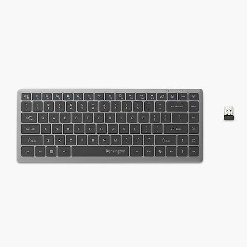 Kensington KB435 Wireless Compact Keyboard, Bluetooth & 2.4GHz Connection, Quiet Scissor-Switch Keys, Programmable, Copilot Hotkey, Compatible with Windows, Black (K75409NA) Compact Size Wireless