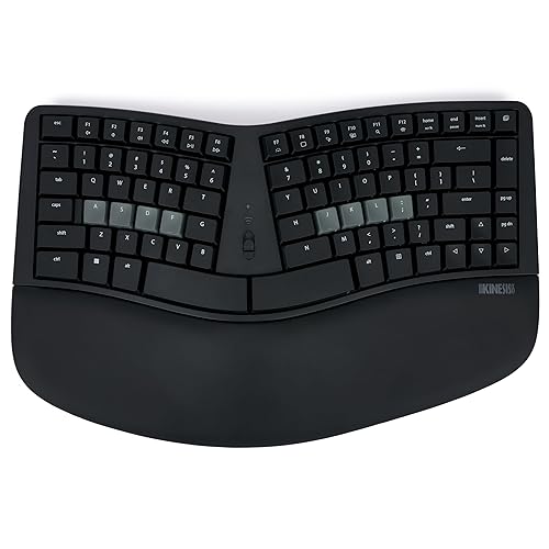KINESIS mWave Ergonomic Keyboard for PC (Black) | Mechanical Switches | Bluetooth & USB | Programmable | Backlit | Windows Modifier & Hot Keys Windows (Black)