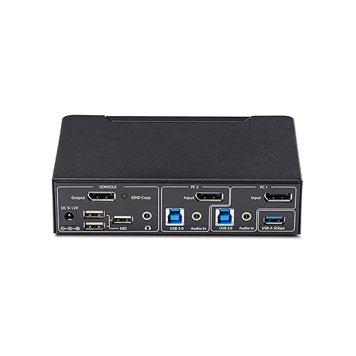 StarTech.com 2-Port DisplayPort KVM Switch, 4K 60Hz, DP 1.2, HDCP 1.4, EDID Management, 2-Port USB 3.0 Hub, TAA Compliant