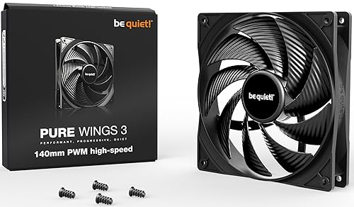 be quiet! Pure Wings 3 140mm PWM fan, high maximum speed, low minimum speed, optimised fan frame, exceptionally high air pressure, very quiet operation, rifle bearing, BL108 PW 3 140MM PWM Black
