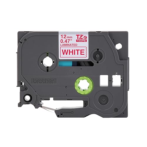 Brother Genuine TZe-232 Red on White Laminated Tape for TZe-Compatible P-Touch Label Makers, 12 mm Wide x 8 m Long