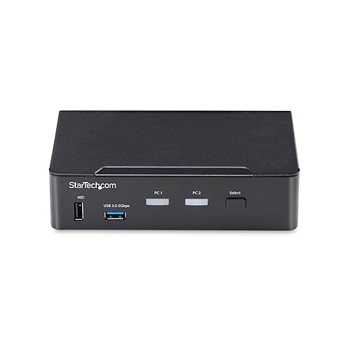 StarTech.com 2-Port DisplayPort KVM Switch, 4K 60Hz, DP 1.2, HDCP 1.4, EDID Management, 2-Port USB 3.0 Hub, TAA Compliant