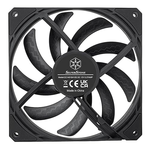 SilverStone Technology Air Slimmer 140 Enhanced Performance 140mm Slim Fan with Full-Range PWM and Shark Force Technology, (SST-AS140B)