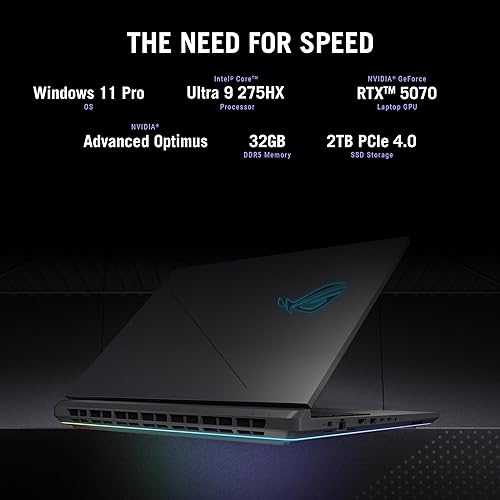ASUS ROG Strix G18 (2025) Gaming Laptop, 18” ROG Nebula, NVIDIA® GeForce RTX™ 5070, Intel® Core™ Ultra 9 275HX, 32GB, 2TB, G815LP-XS97