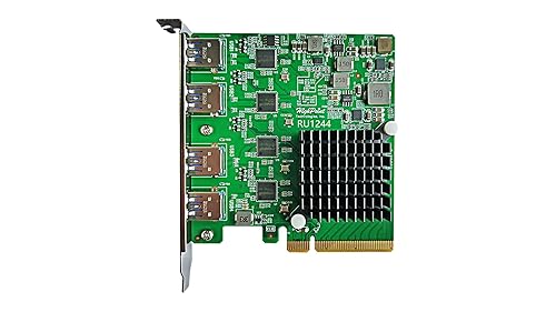 HighPoint Technologies RocketU 1244A PCIe 3.0 x8 4X 10GB/s Port USB 3.2 Controller 10 Gb/s 4-Port USB-A