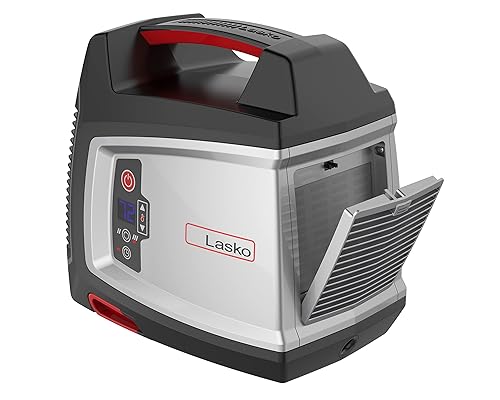 Lasko Elite Collection 1500-Watt Electric Ceramic Utility Space Heater with Timer for Garages, Basements, Workshops and More, CU12510, Silver/Black, Medium