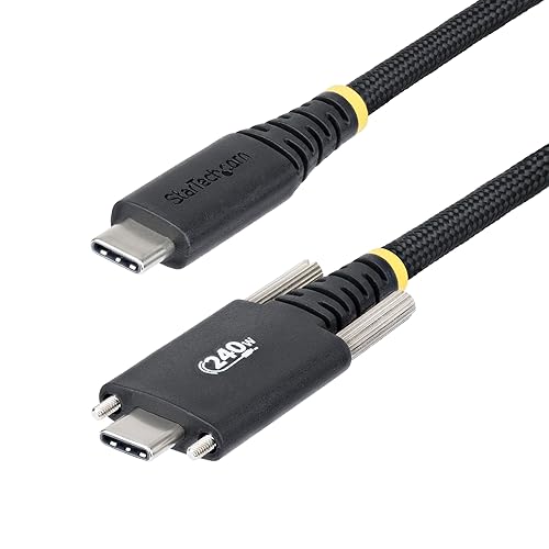 StarTech.com 10ft (3m) USB-C Charging Cable, Side Screw Locking, 240W (5A) PD EPR, Dual-Layer Silicone/Braided Jacket, Laptop Charger Cord, USB-IF Certified