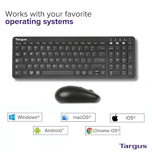 Targus Midsize Keyboard and Midsize Comfort Mouse Bundle, Black (AKM619AMUS)