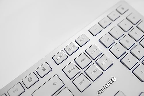 CHERRY KC 6000 Slim Design Keyboard, EU Layout (QWERTY), Wired (USB-A Port), Quiet Keys, Durable Labeling, Silver EU Layout - QWERTY Silver