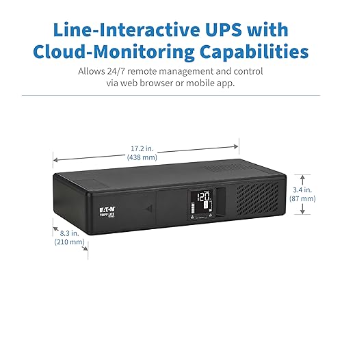 Tripp Lite Eaton Series SMART750LCDNC Cloud-Connected 750VA Rack Mount UPS Battery Backup, Online Remote Management & Monitoring, 475W 120V, 8 Outlets, 2U Rackmount, 3-Year Warranty