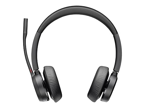 Poly - Voyager 4320 UC Wireless Headset + Charge Stand (Plantronics) - Headphones with Boom Mic - Connect to PC/Mac via USB-A Bluetooth Adapter, Cell Phone via Bluetooth - Works with Teams, Zoom &More