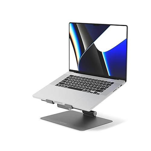 Hyperspace Adjustable Laptop Stand — Sleek, Foldable, Portable Aluminum Laptop Stand for 16” Devices — Height Adjustable to 22”, Optimal Cooling, Non-Slip Grips