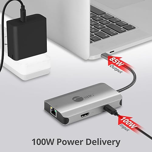 SIIG 5-in-1 USB C Hub, 4K 30Hz HDMI Output/Ethernet 1Gbps/ 2X USB-A 5Gbps/ PD 100W USB-C for MacBook, Windows(Intel/AMD/Snapdragon), Chromebooks and USB Devices (JU-H30L11-S1)