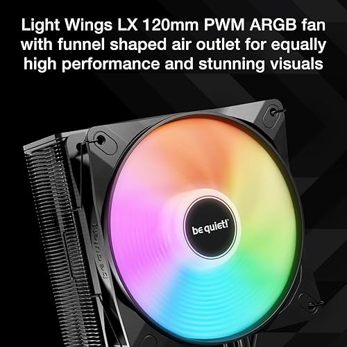 be quiet Pure Rock 3 LX CPU Air Cooler | 4 High Performance 6mm Heat Pipes with HDT Technology | 120mm Quiet ARGB PWM Fan | AMD:AM4 AM5/Intel LGA 1700/1150/1151/1200 | Black | BK040