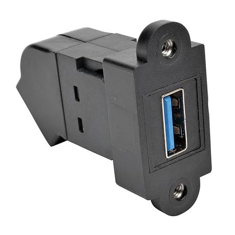 Tripp Lite USB 3.0 Keystone Panel Mount Coupler (F/F), Angled, All-in-One, Black (U325-000-KPA-BK)