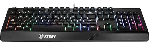 MSI Gaming Backlit RGB Dedicated Hotkeys Anti-Ghosting Water Resistant Gaming Keyboard (Vigor GK20 US)