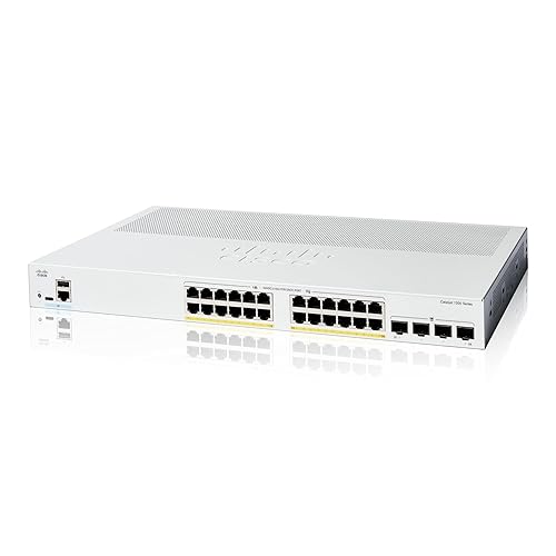 Cisco Catalyst 1200-24P-4G Smart Switch, 24 Port GE, PoE, 4x1GE SFP, Limited Lifetime Protection (C1200-24P-4G)
