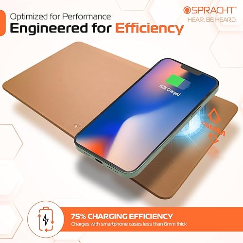 MagPad Magnetic Wireless Charging Mouse Pad, 15W Fast Charging, for Smartphones and Earbuds, Brown