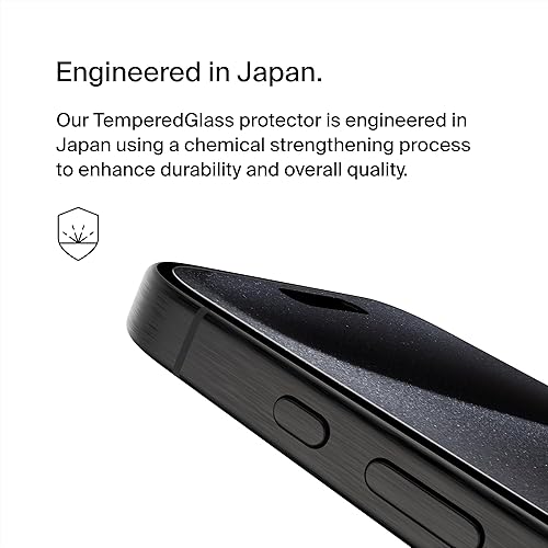 Belkin ScreenForce TemperedGlass Treated Screen Protector for iPhone 15 Pro - Slim & Scratch-Resistant - Includes Easy Align Tray for Bubble Free Application