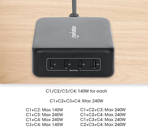 Manhattan 4-Port GaN USB Power Delivery-Ladestation 240W (102667)