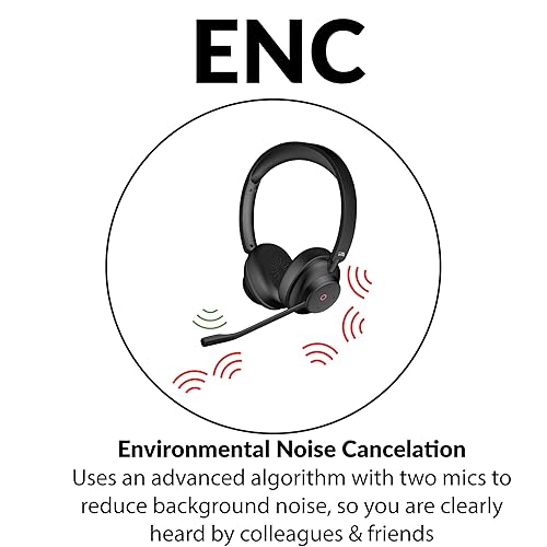 Cyber Acoustics Essential Wireless Headphones (HS-1500BT) - Professional Headset Optimized for UC Platforms, ANC and ENC Technology Provides Quality Sound for All Day Comfort Calls and Music