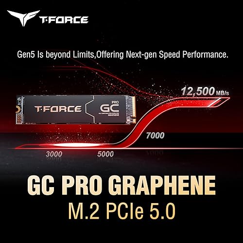 TEAMGROUP T-Force GC PRO 2TB Graphene Heatsink DRAM SLC Cache 3D TLC NAND NVMe InnoGrit PCIe Gen5x4 M.2 2280 Gaming Internal SSD Read/Write 12500/11000 MB/s TM8FFL002T0C129 2TB GC PRO