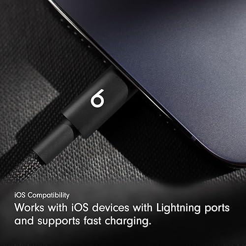 Beats USB-C to Lightning Woven Cable Fast Charging Durable/Tangle-Free Compatible Charger for Apple Devices w Lightning Ports (1.5 m) - Bolt Black Bolt Black (1.5 m)