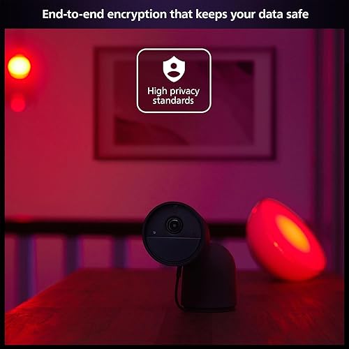 Philips Hue Secure Desktop Wired Smart Home Security Camera, Black - 1 Pack - 1080P HD Video - Night Vision - Motion Detection - Two-Way Talk - Indoor/Outdoor - Weatherproof - Works with Hue App