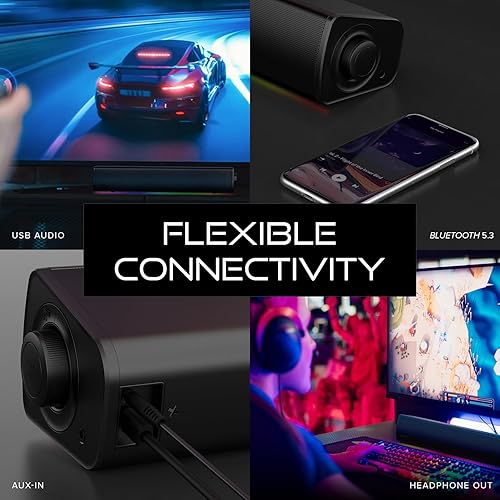 Sound Blaster GS3 (White) Compact RGB Gaming Soundbar with SuperWide Technology, Powered via USB, Bluetooth 5.4, Headphone-Out Port, for PC and Mac